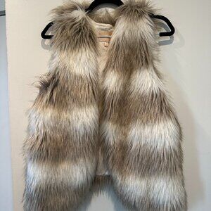 Skies Are Blue Striped Faux Fur Vest